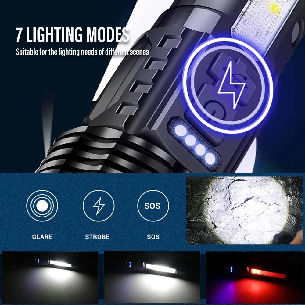 LED camping light with side side light function