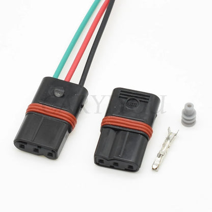 0.6mm automotive camshaft position sensor connector DJ7032W-0.6-21 installed in car wiring harness for injector and sensor connections