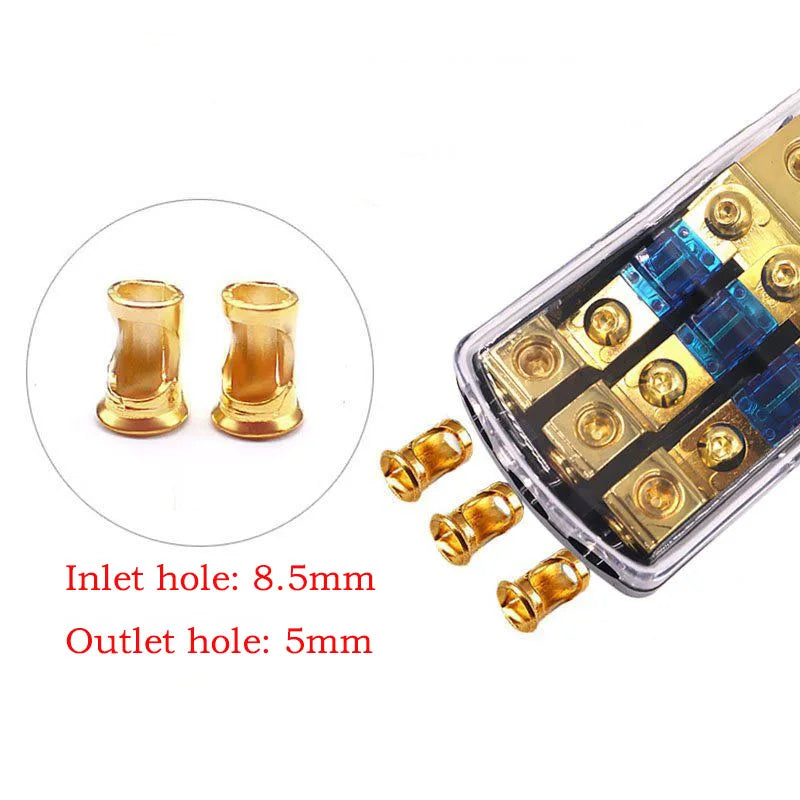 Power distribution box for car audio system with 1 into 2/3/4 out splitter