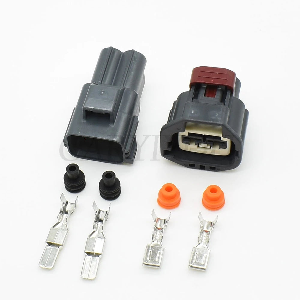 robust 2 pin automotive connector socket with waterproof housing, pins and seals for reliable electrical wiring 7283-5596-10 / 7282-5596-10