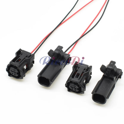 detailed view of 2 pin male female automotive connector for hood lock and lid switch wiring 6188-4797 / 6189-1161