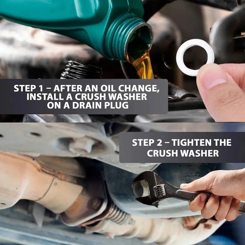 Crush washer set for car oil change maintenance