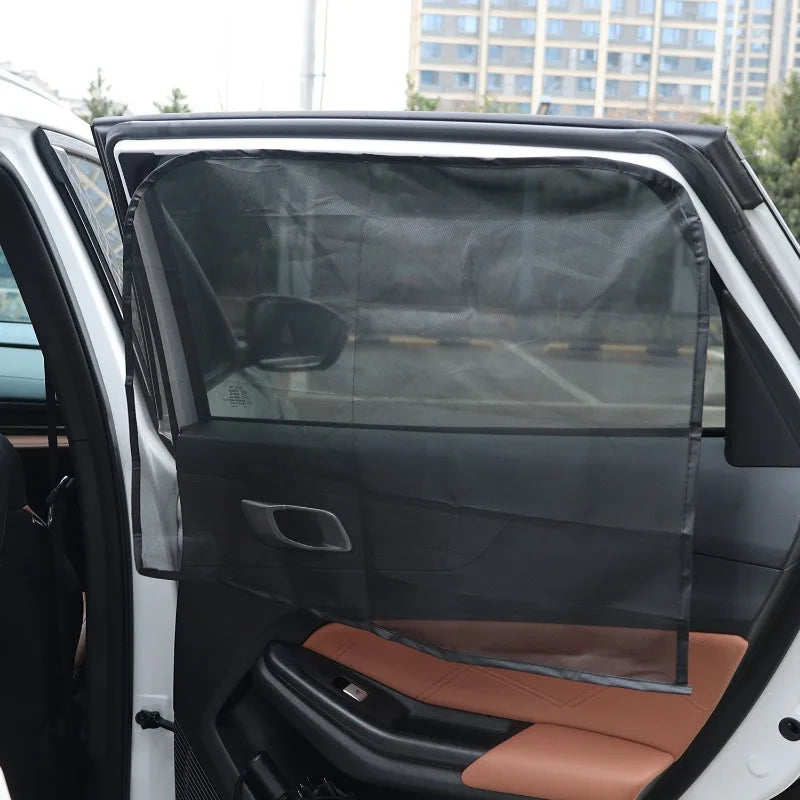 Magnetic sunshade curtain for front and rear car window protection