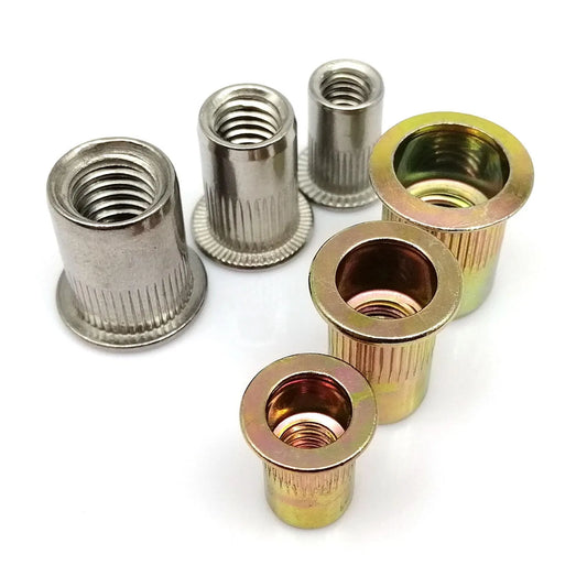 Carbon & 304 stainless steel flat head rivnut nutsert insert UNC 6#-32 to 1/2-13