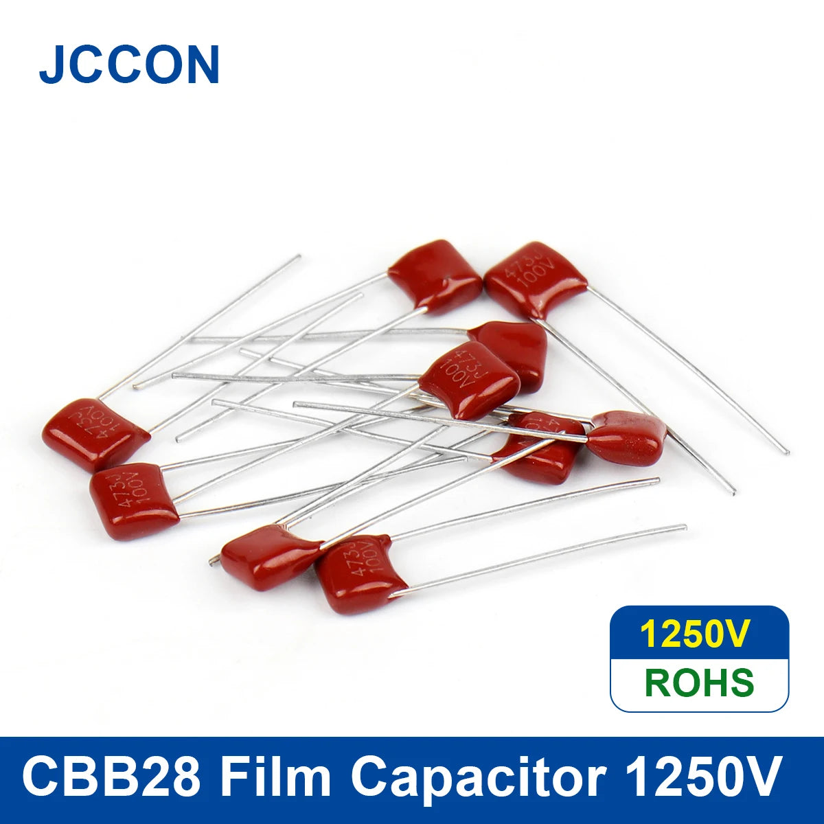CBB28 metallized polypropylene film capacitors, 1250V, 10MM/15MM, capacitance range 1nF–8.2µF, suitable for high-voltage circuits and DIY projects