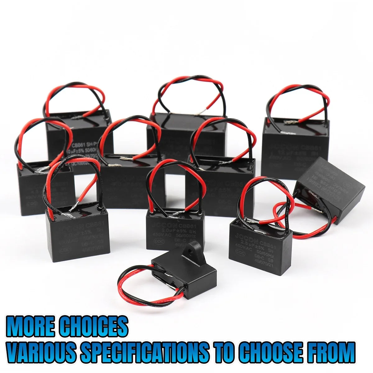 CBB61 fan start capacitor with capacitance 1µF–4.5µF, suitable for motor terminals and fan motors, reliable performance for HVAC systems