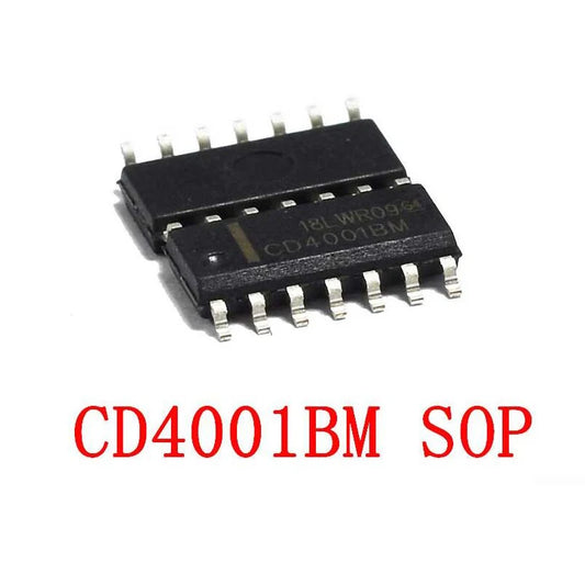 CD4001BM quad 2-input NOR gate IC in SOP-14 package, high-performance CD4001B CMOS chip for electronics circuits and DIY projects