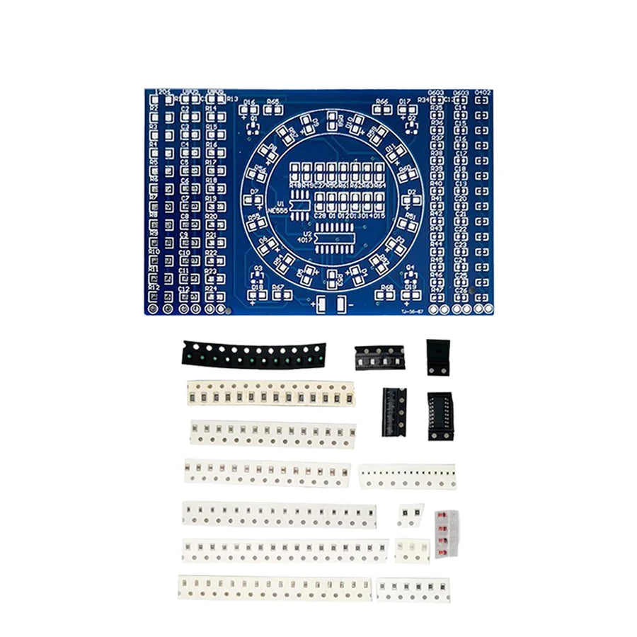 CD4017 rotating LED SMD and NE555 DIY soldering practice board kit for electronics skill development and training