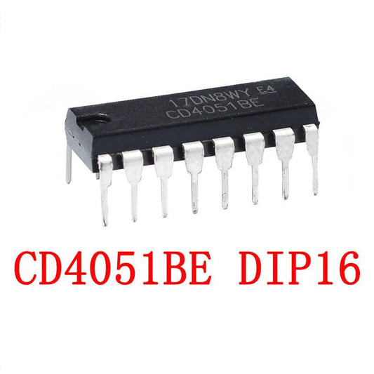CD4051BE analog multiplexer IC in DIP-16 package, high-performance CD4051B CMOS chip for electronics circuits and DIY projects