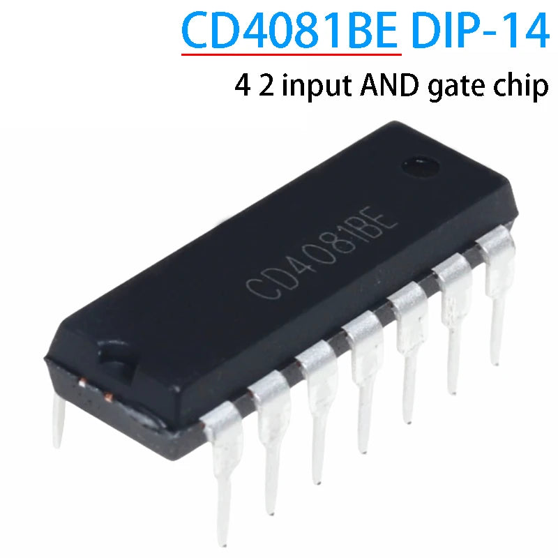 CD4081BE CMOS quad 2-input AND gate IC in DIP-14 package, suitable for digital logic circuits, electronics projects, and DIY applications