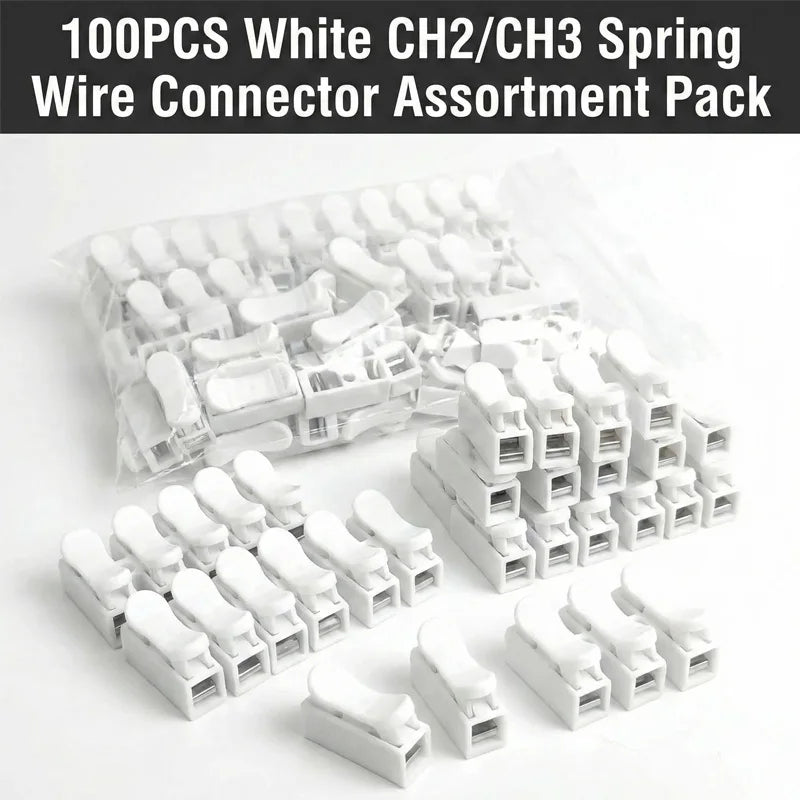 CH2 CH3 quick push wire connector 2Pin 3Pin spring loaded terminal block flame retardant electrical connector for wiring