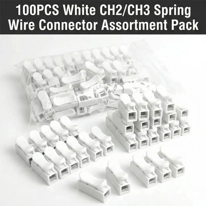 CH2 CH3 quick push wire connector 2Pin 3Pin spring loaded terminal block flame retardant electrical connector for wiring