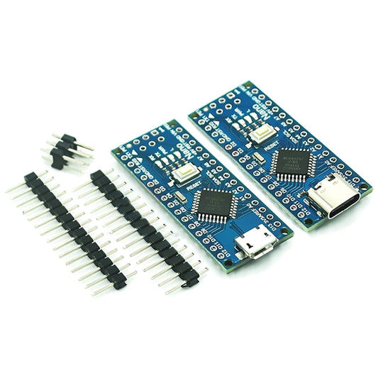 CH340 Nano 3.0 controller board with ATmega328P, Type-C and Micro USB, compatible with Arduino Nano, ideal for DIY electronics, prototyping, and Arduino projects