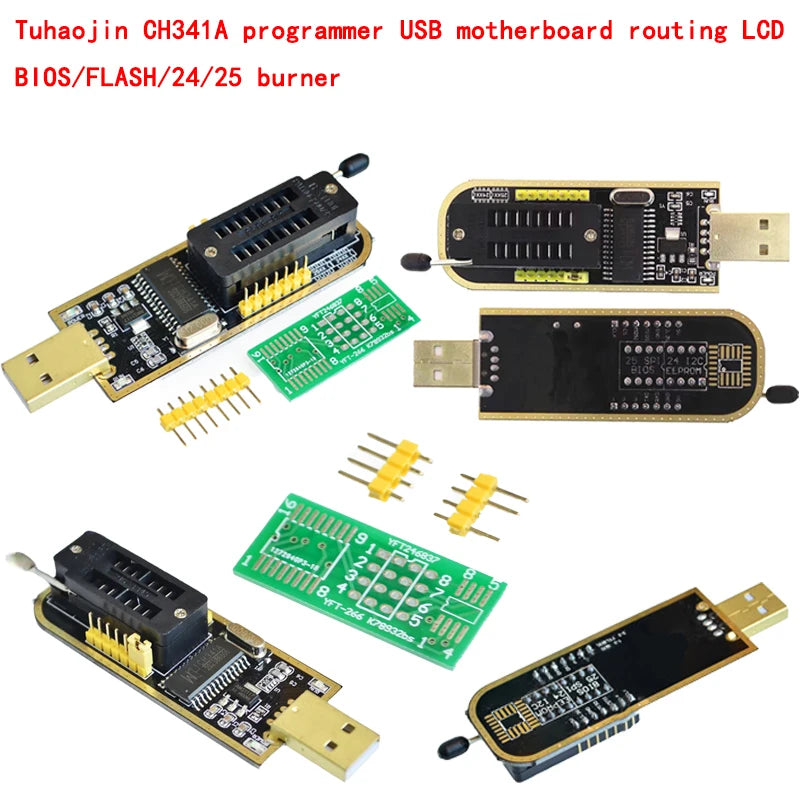 CH341A USB programmer for BIOS, Flash, and LCD motherboard routing, suitable for electronics repair and DIY programming projects