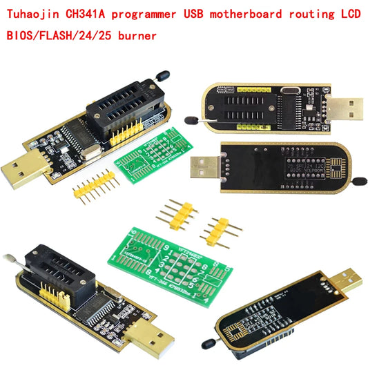 CH341A USB programmer for BIOS, Flash, and LCD motherboard routing, suitable for electronics repair and DIY programming projects