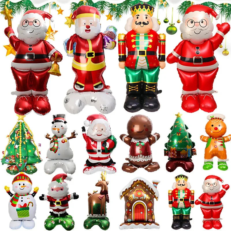 Christmas foil balloon, giant Santa Claus and gingerbread man decor, aluminum foil balloon for Xmas party