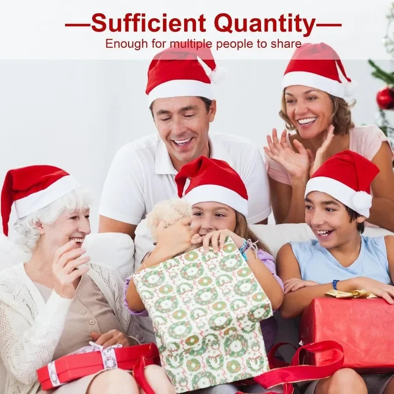 Set of 50/1PCS Christmas hats for adults and kids, Santa Claus Xmas cap for party and festive decoration