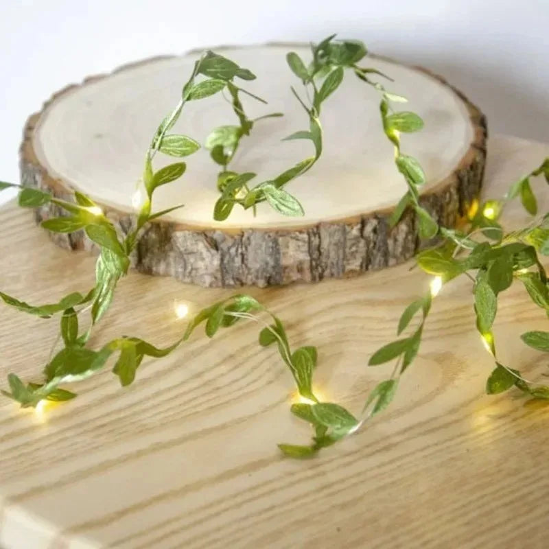 Set of Christmas solar fairy lights, artificial green leaf string, 50/100/150LED, perfect for holiday party and tree décor
