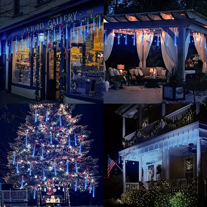 LED meteor shower lights for garden, street, and party lighting decoration