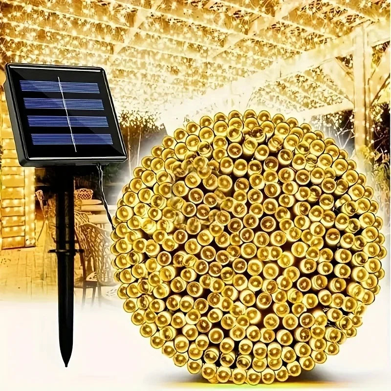 Christmas decoration LED solar powered fairy lights, outdoor for garden, wedding, and holiday party, available in 32m, 22m, 12m, 7m