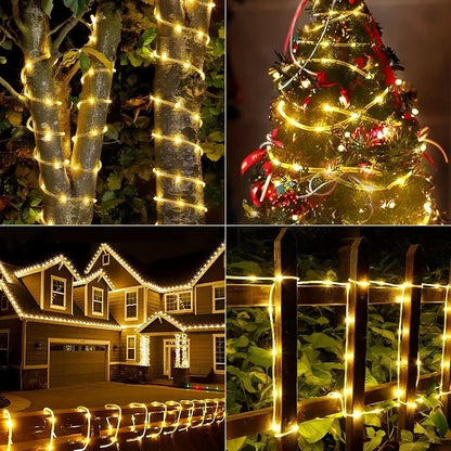 Christmas tree rope fairy tube solar LED string lights, perfect for 2026 holiday outdoor decoration