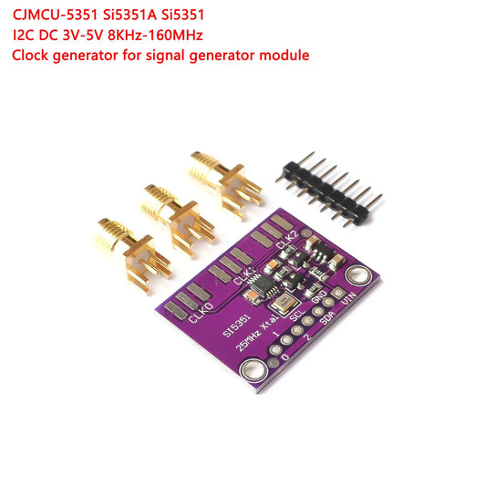 Clock generator module CJMCU-5351 with Si5351A chip, I2C interface, 8KHz–160MHz output, compatible with Arduino for DIY electronics projects