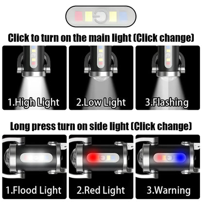 COB LED keychain flashlight with 7 lighting modes