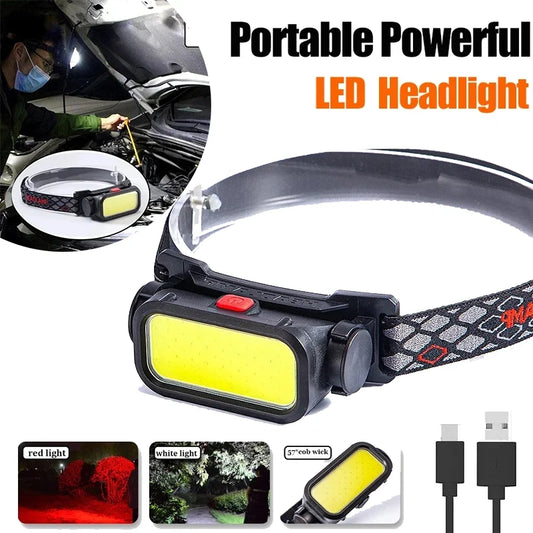 Rechargeable COB LED headlamp with 3 modes