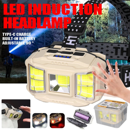 COB LED induction headlamp USB rechargeable