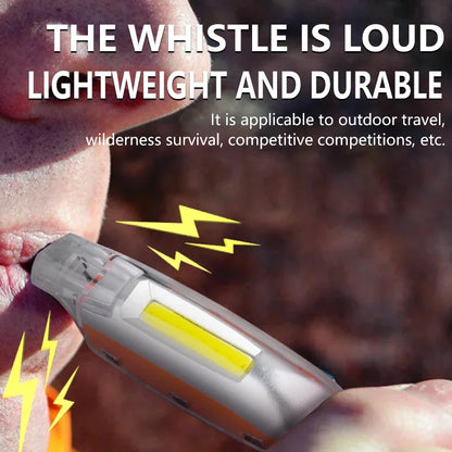 2-in-1 COB LED flashlight keychain with whistle