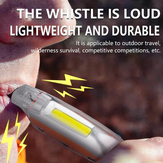 2-in-1 COB LED flashlight keychain with whistle