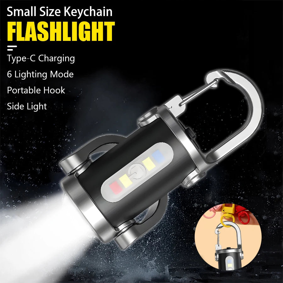 Portable COB LED keychain light USB rechargeable mini flashlight