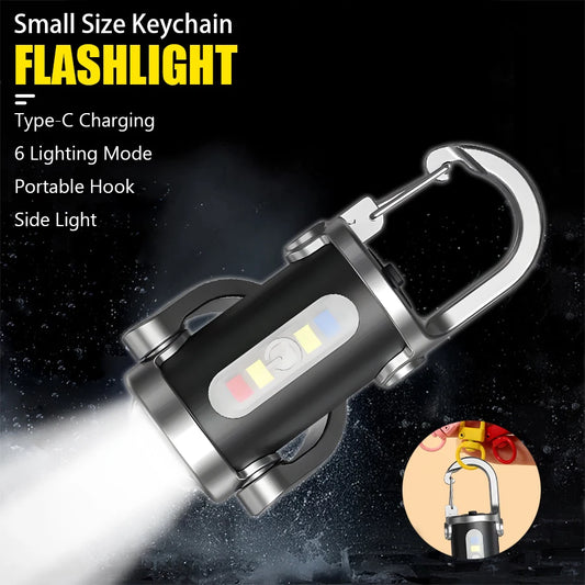 Portable COB LED keychain light USB rechargeable mini flashlight