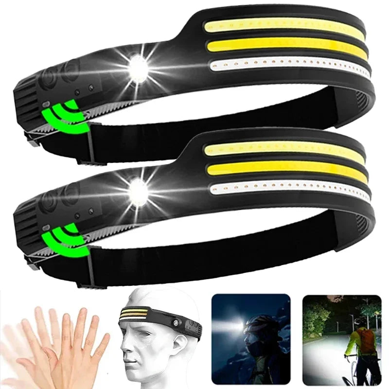 COB LED USB rechargeable headlamp with 5 modes