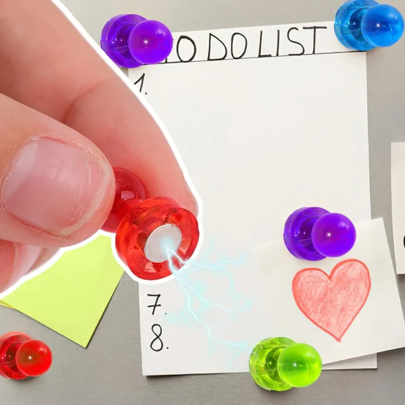 Colorful magnetic push pins for whiteboard