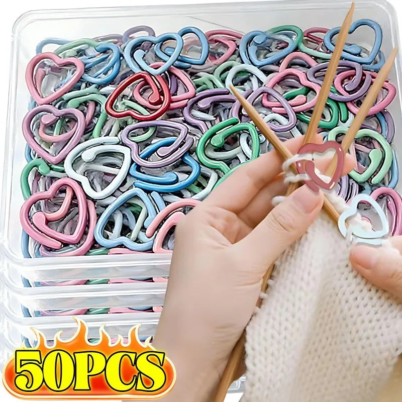 Colorful heart shaped locking stitch markers