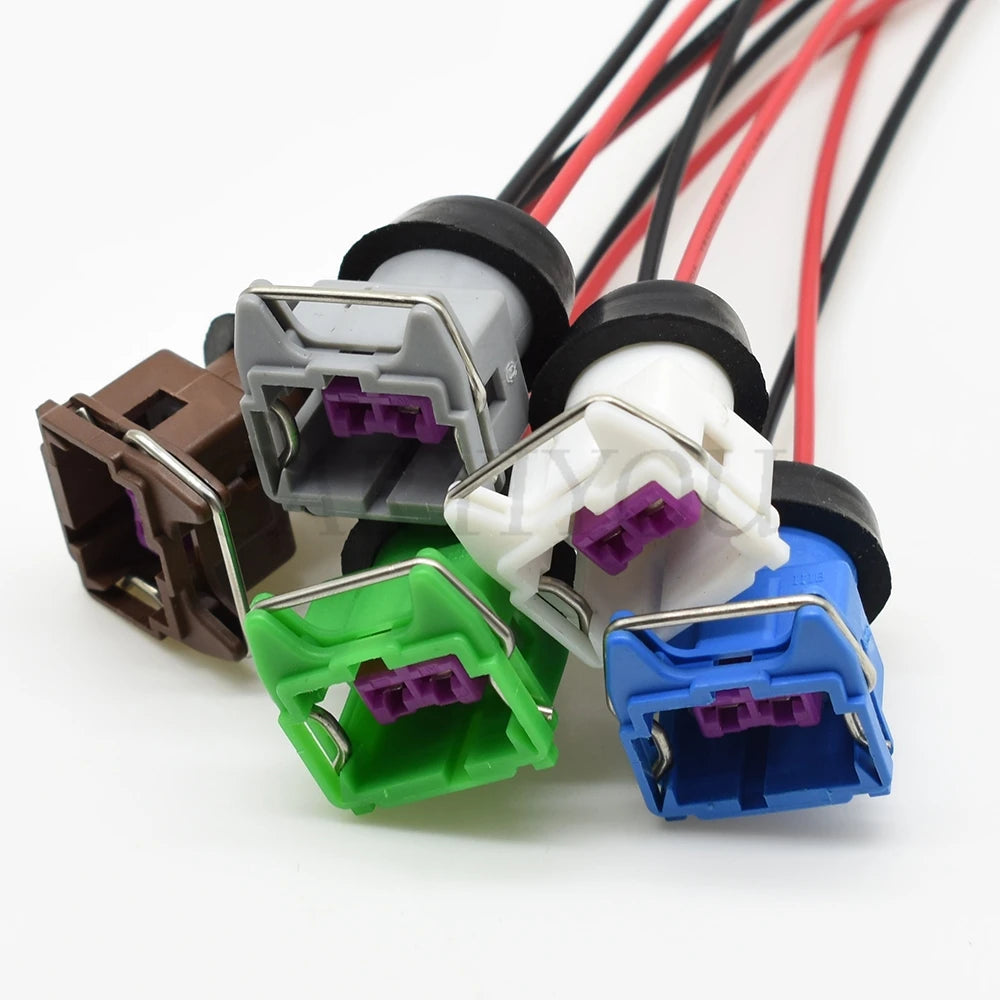 angled perspective of 2 pin automotive female fuse plug showing easy installation in vehicle electrical system