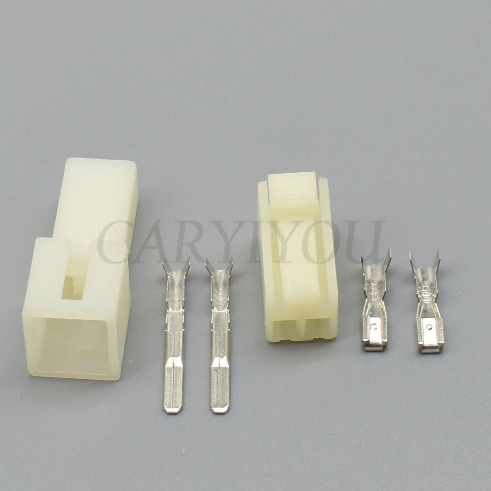 Detailed view of 2 pin 3mm connector terminals for reliable automotive and motorcycle wiring