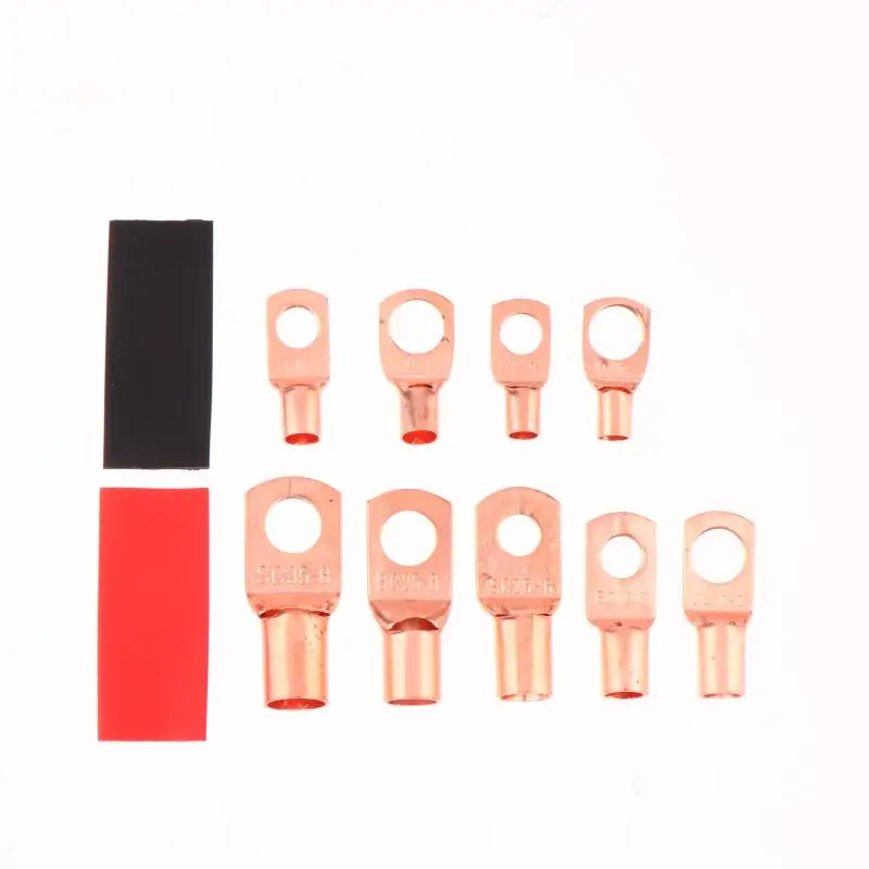 Set of copper terminal connectors, 60/100/130PCS AWG 4-12 ring lug kit with shrink tubing and 50 battery cable lugs