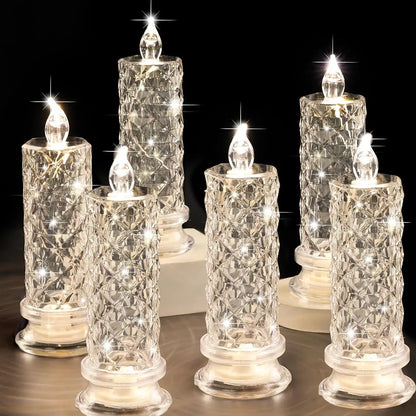 Crystal LED flameless candle light night lamp