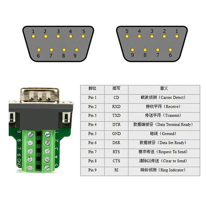 DB9 RS485 9 pin male female connector
