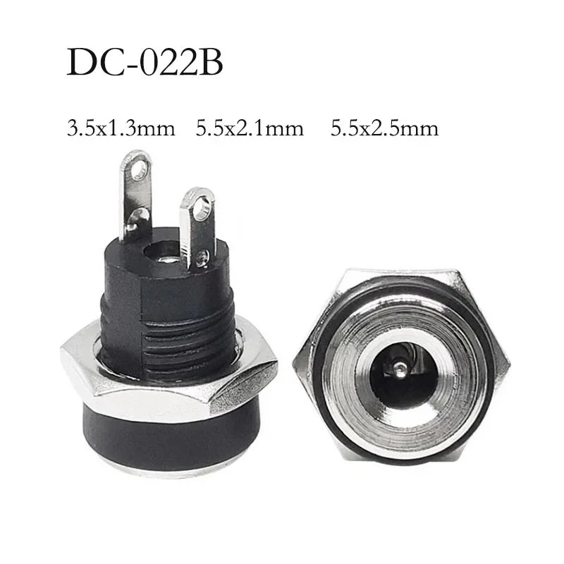 DC-022B copper DC power socket adapter jack connector, 5.5×2.1mm