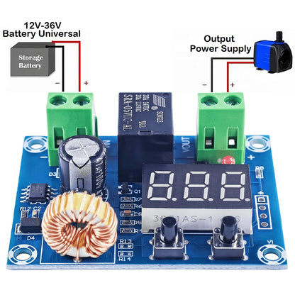 DC 12V-36V charger module with digital LED display and over-discharge protection for lithium battery modules and DIY electronics projects
