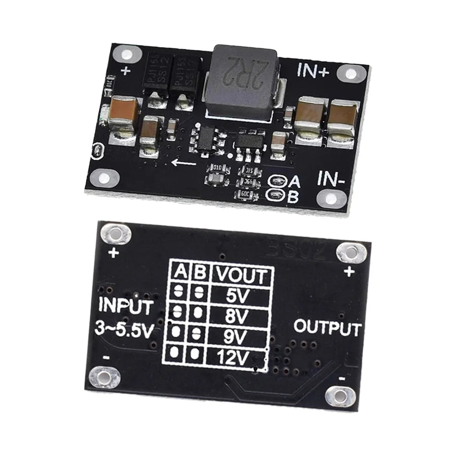 DC-DC boost converter module for 3.7V/5V input to 5V/8V/9V/12V output step-up power supply for electronics projects