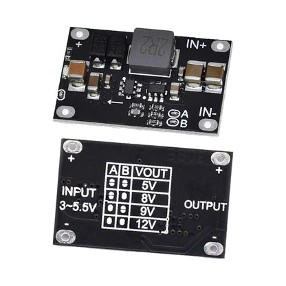 DC-DC boost converter module for 3.7V/5V input to 5V/8V/9V/12V output step-up power supply for electronics projects