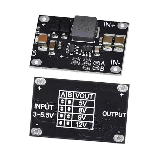 DC-DC boost converter module for 3.7V/5V input to 5V/8V/9V/12V output step-up power supply for electronics projects