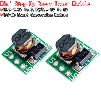 DC-DC mini step up boost converter module, 0.9-5V to 3.3V/5V 500mA, suitable for Arduino, DIY electronics, and voltage conversion projects