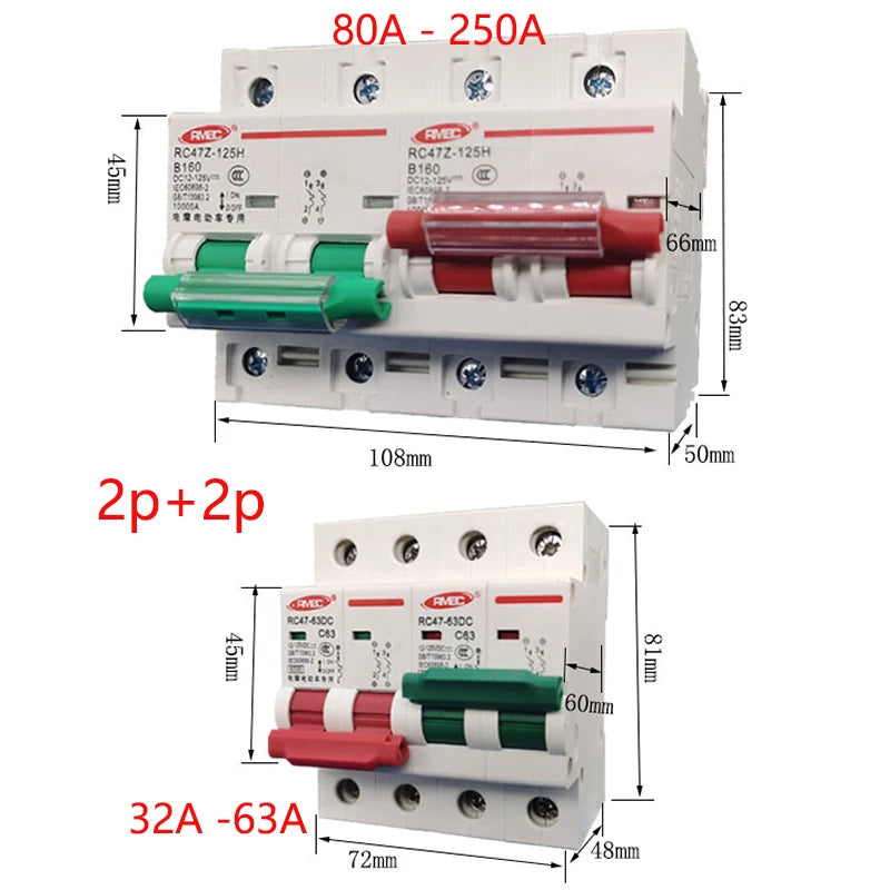 DC Circuit Breaker MCB Double Power Conversion Interlock Battery Prote ...