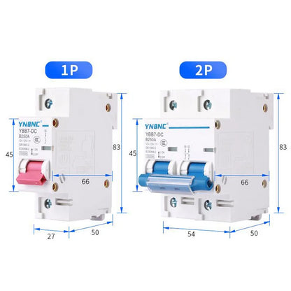 DC MCB circuit breaker supporting 12V to 125V voltage range
