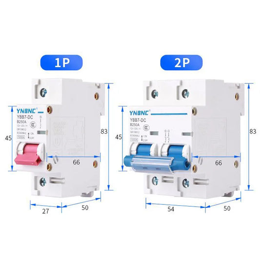 DC MCB circuit breaker supporting 12V to 125V voltage range